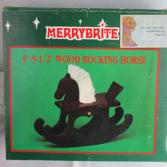 VTG Merry Brite Wood Rocking Horse Christmas Decor - Picture 9 of 10